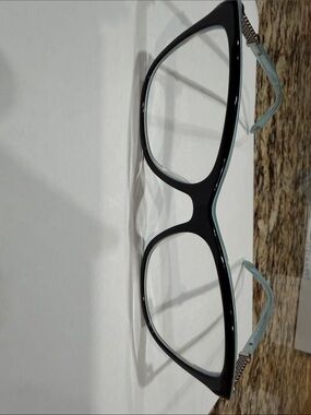Tiffany Black Cat-Eye Eyeglass Frames with Light Blue Temples